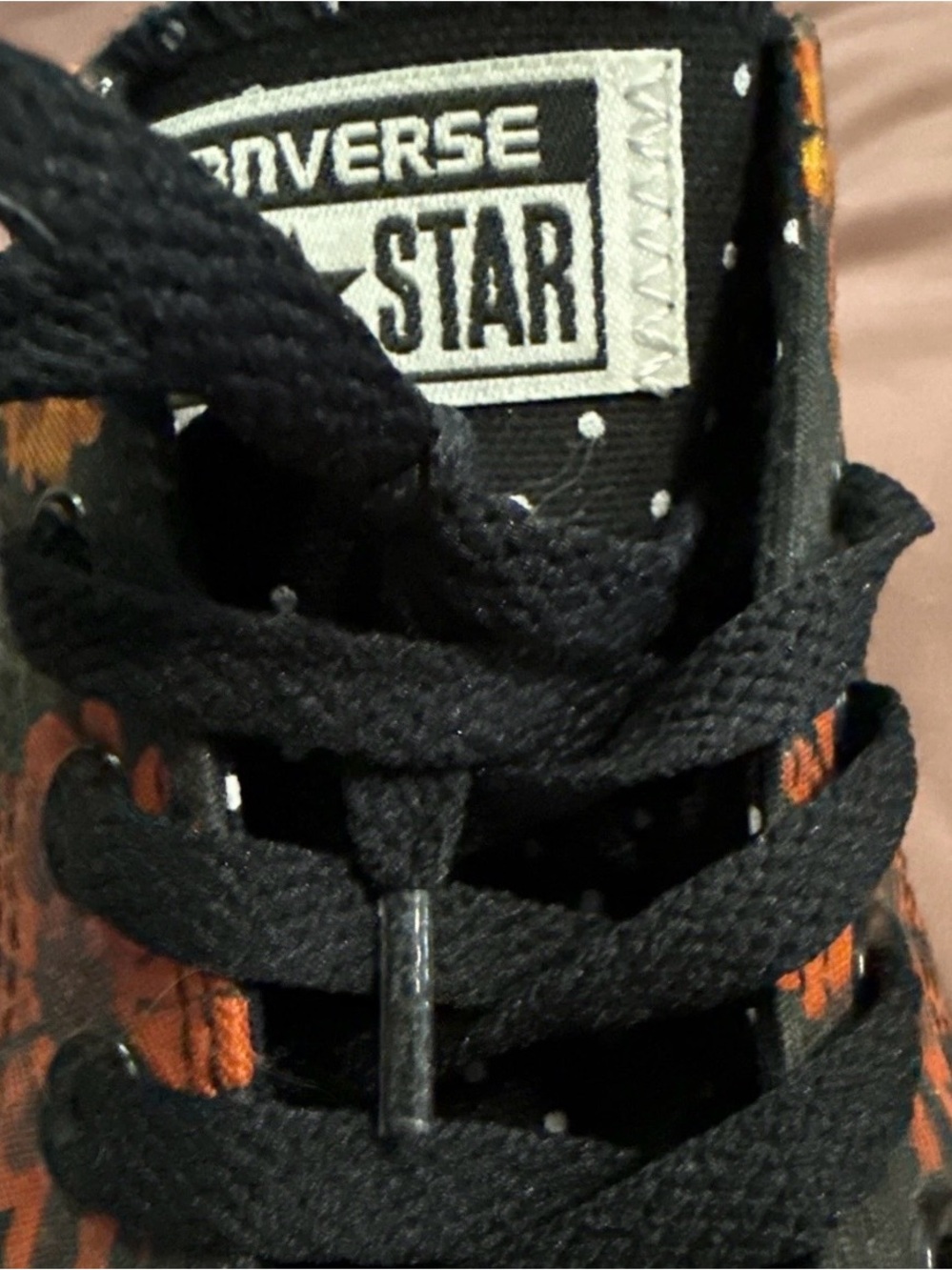 Converse Black Low-Top Sneakers with Orange, Yellow & Pink Floral Print - Picture 5 of 6